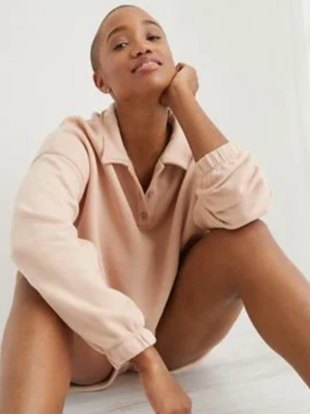 Aerie Fleece Of Mind Cropped Sweatshirt Neutral Nude, size XS, like new!